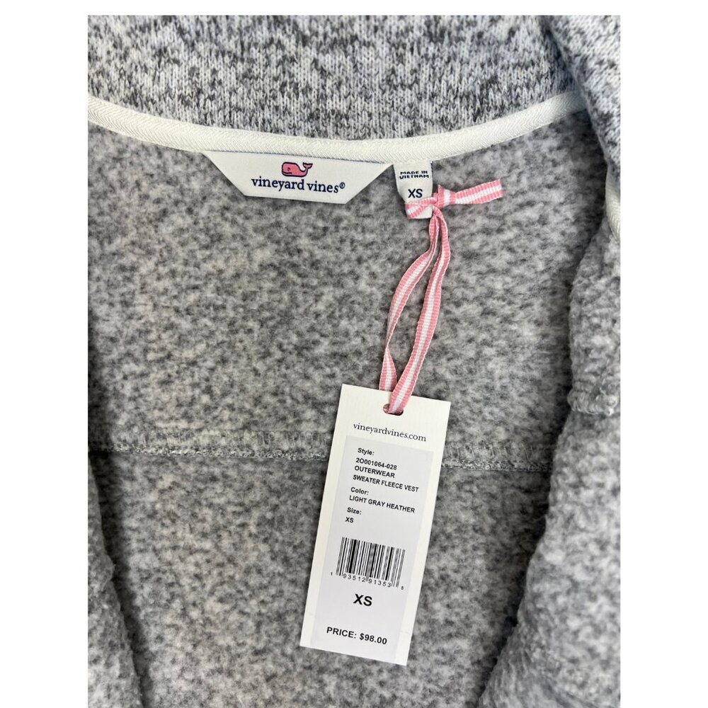 Vineyard Vines Sweater Fleece Zip-Up Vest in Heather Grey Size XS - Picture 6 of 7